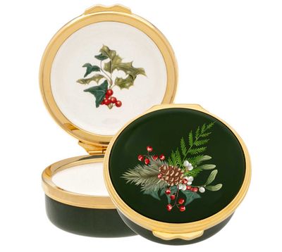 Halcyon Days Woodland Wildlife Christmas Foliage Enamel Box ENWCF0901G, 5056327822059