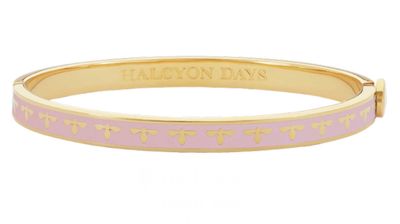 Halcyon Days 6mm Bee Pale Pink Gold Hinged Bangle HBBEE2606G, 5056327815365