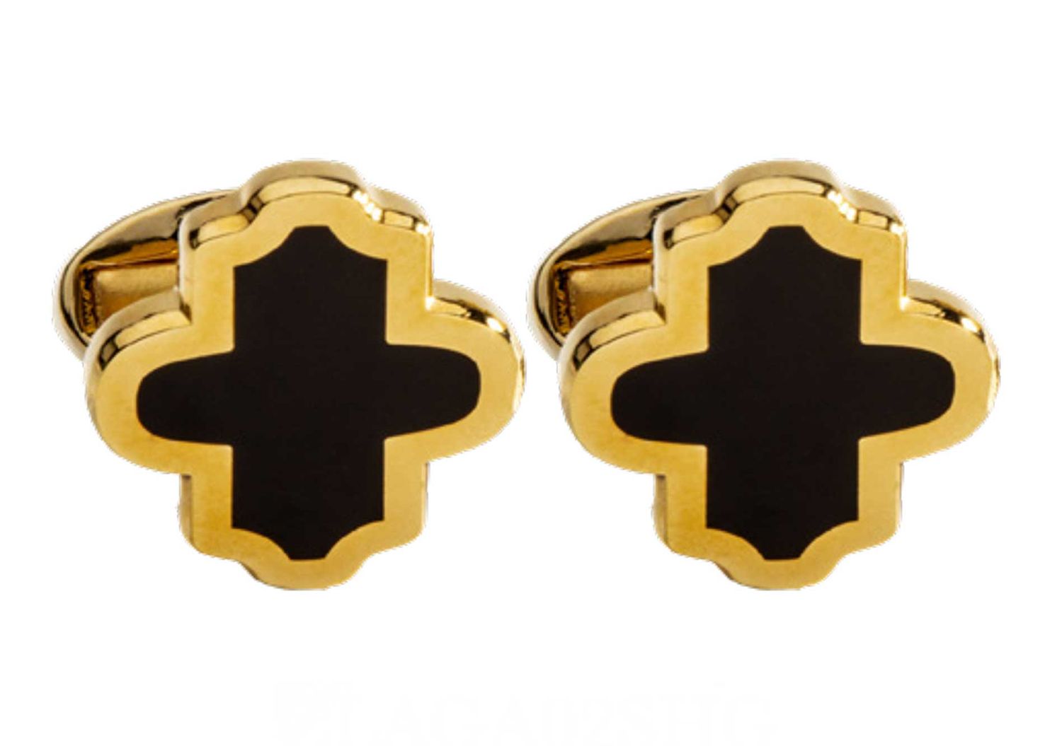 Halcyon Days Agama Motif Cufflinks Black/Gold CLAGA02SHG, 5056327821649