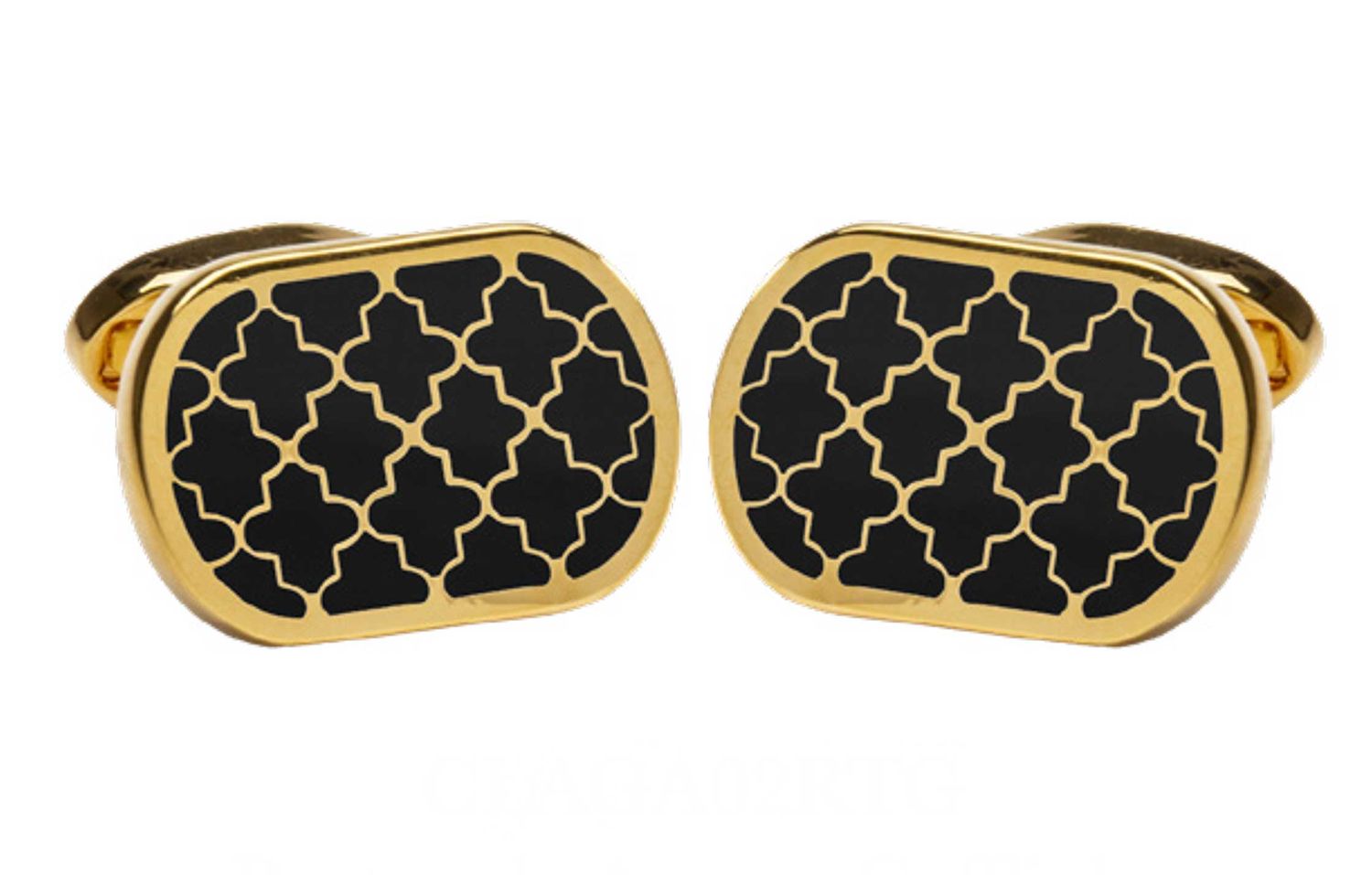 Halcyon Days Rectangle Agama Cufflinks Black/Gold CLAGA02RTG, 5056327821670