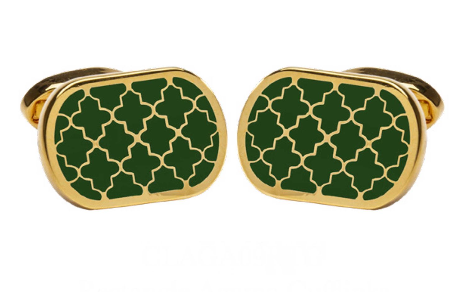 Halcyon Days Rectangle Agama Cufflinks Forest Green/Gold CLAGA09RTG, 5056327821687