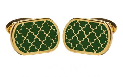 Halcyon Days Rectangle Agama Cufflinks Forest Green/Gold CLAGA09RTG, 5056327821687