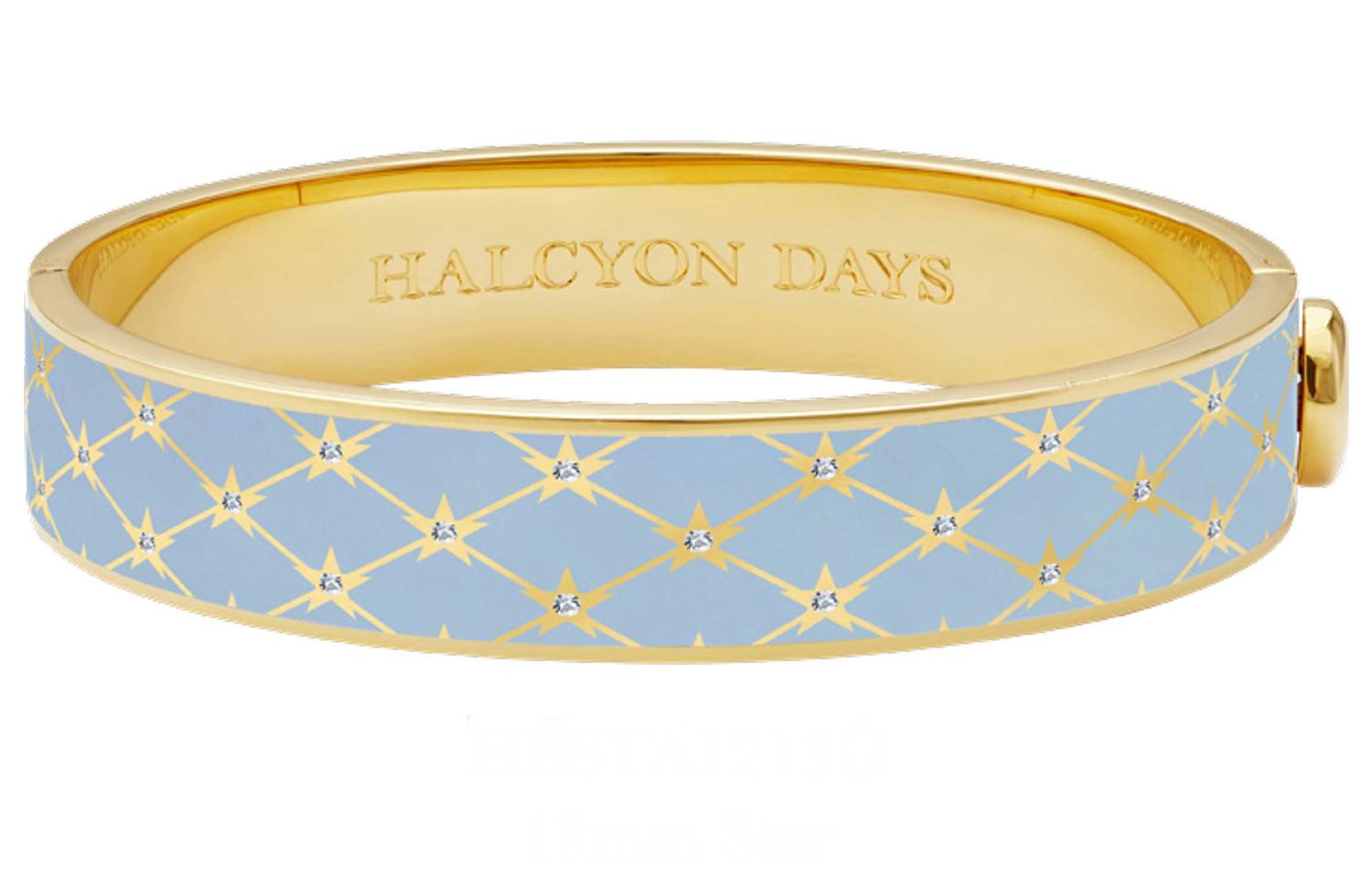 Halcyon Days 13mm Star Forget Me Not Gold Hinged Bangle HBSTA1213G, 5056327822455