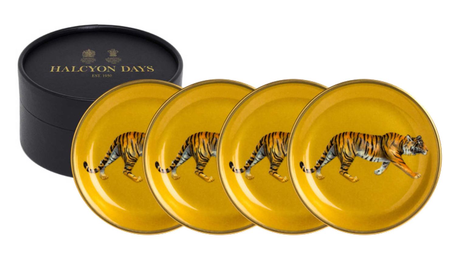 Halcyon Days Tiger Gold Coaster Set of 4 BCMWT16SCG, 5055273107746