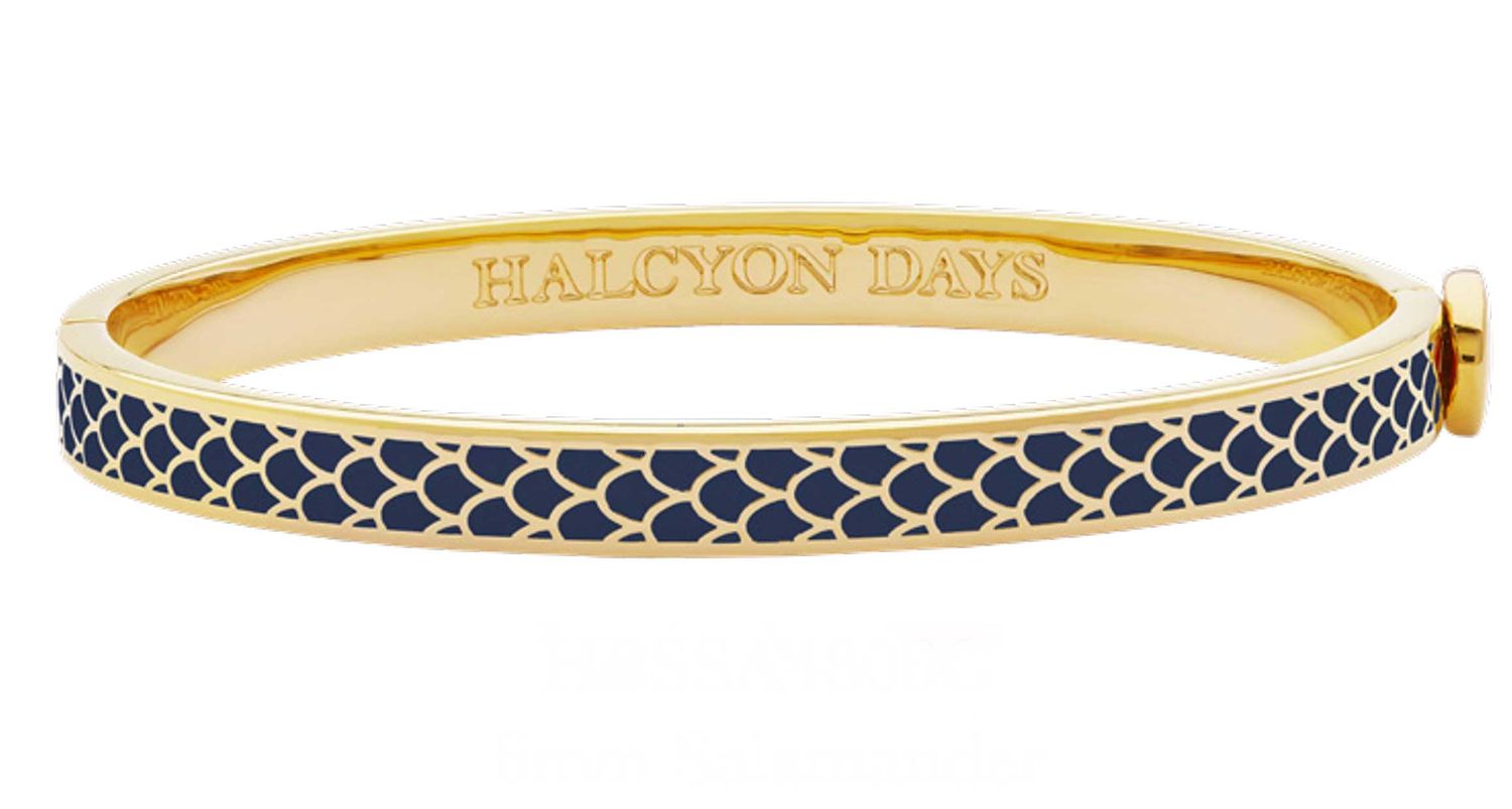 Halcyon Days 6mm Salamander Estate Blue Gold Hinged Bangle HBSSA4806G, 5055273107210