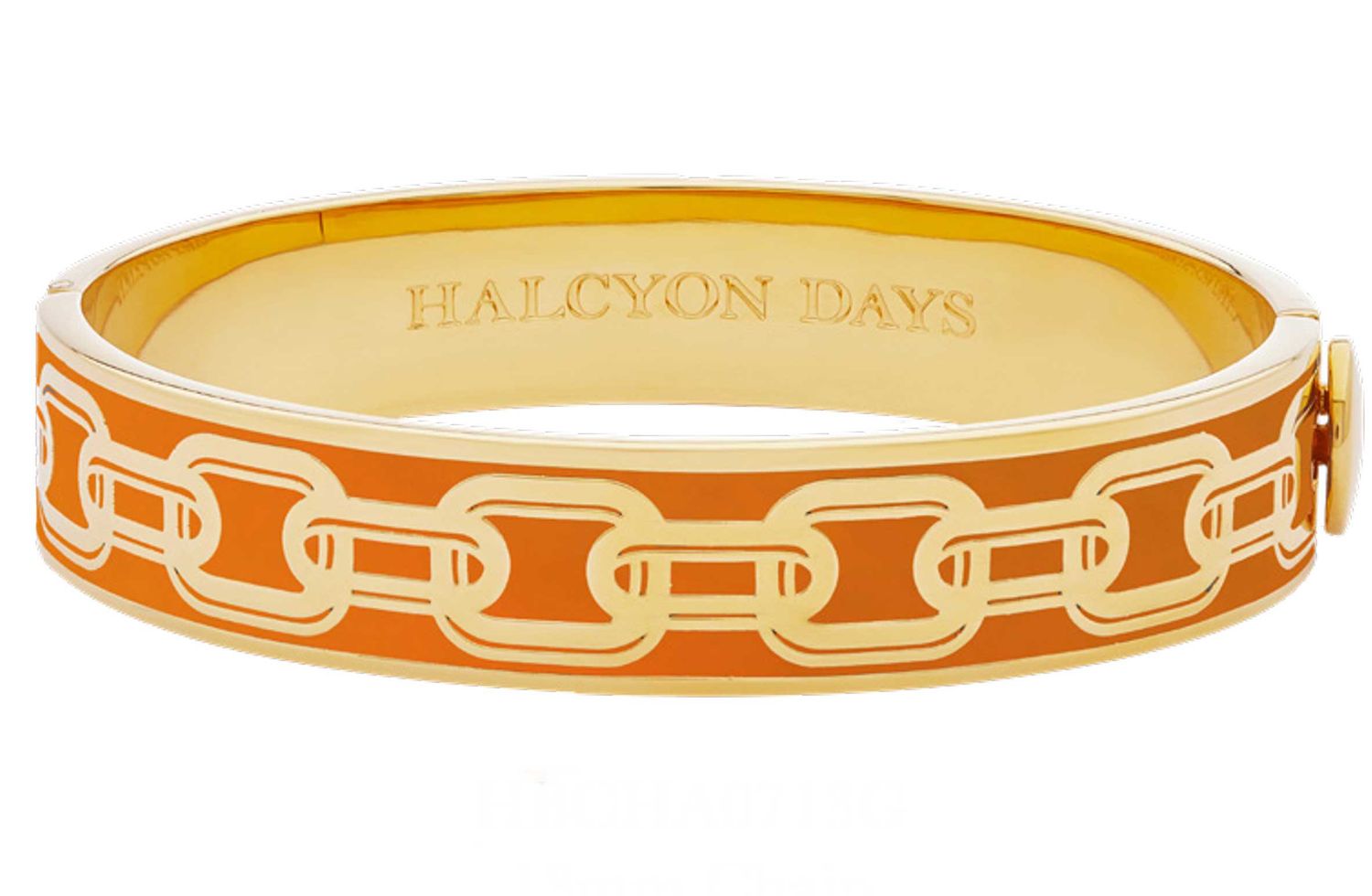 Halcyon Days 13mm Chain Orange Gold Hinged Bangle HBCHA0713G, 5060171130918
