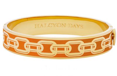 Halcyon Days 13mm Chain Orange Gold Hinged Bangle HBCHA0713G, 5060171130918