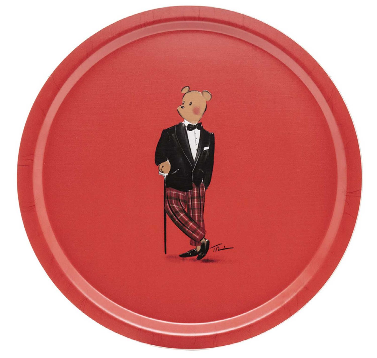 Halcyon Days Hal the Bear Red Round Birchwood Tray TRHAC06RTB, 5056327804215