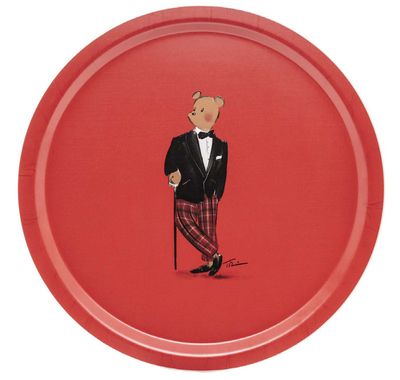 Halcyon Days Hal the Bear Red Round Birchwood Tray TRHAC06RTB, 5056327804215