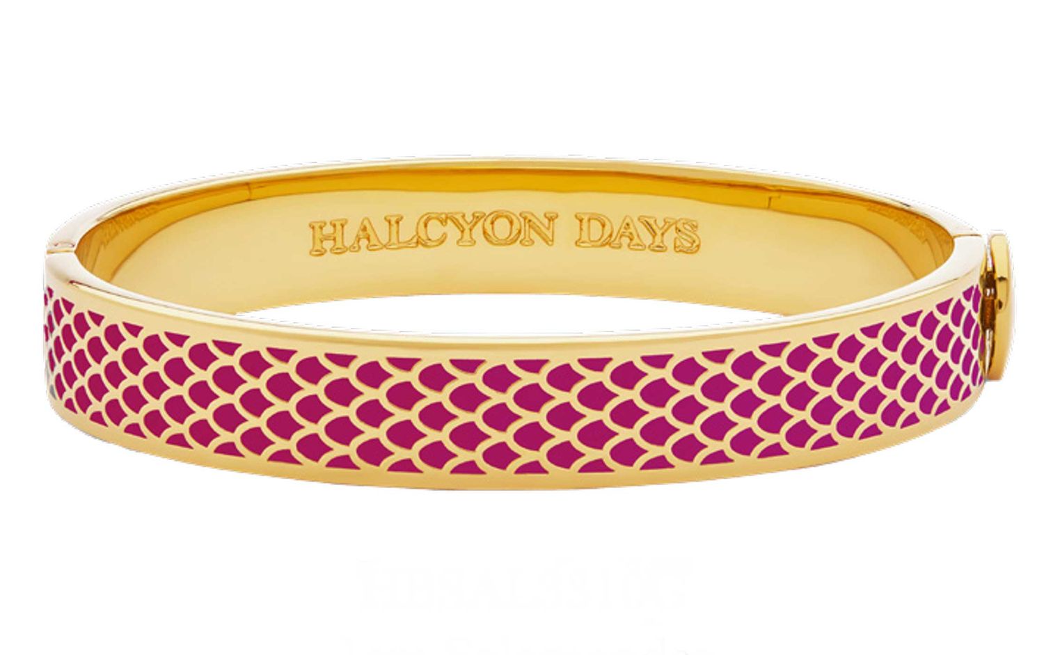 Halcyon Days 1cm Salamander Pink Tourmaline Gold Hinged Bangle HBSAL3310G, 5055273107159