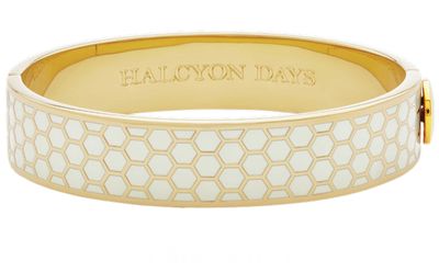 Halcyon Days 13mm Honeycomb Deep Cobalt Gold Hinged Bangle HBHON1813G, 5056327816331