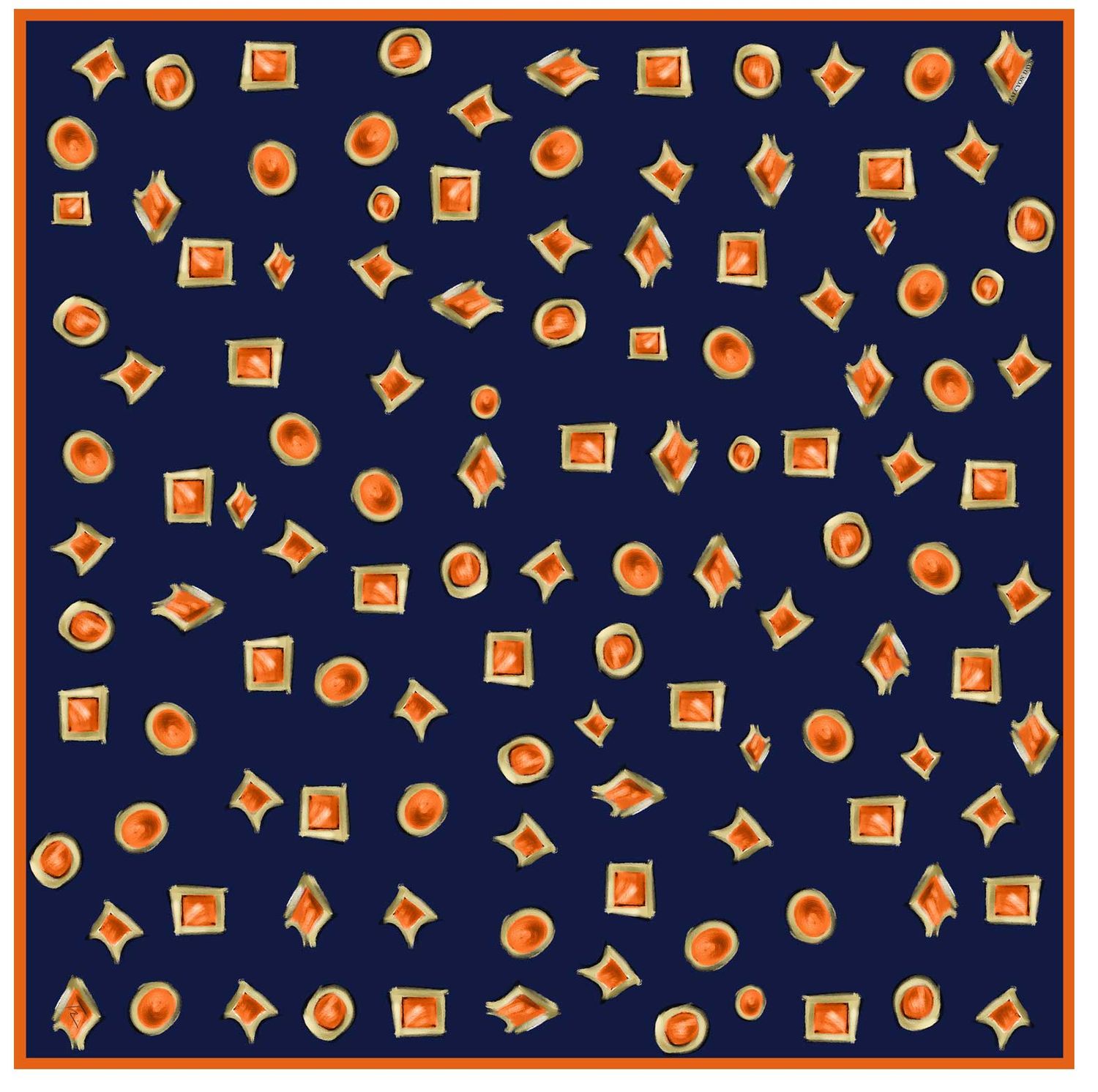 Halcyon Days Jewels Orange 90 x 90cm 100% Silk Scarf SATRJ11SS90, 5056327818694