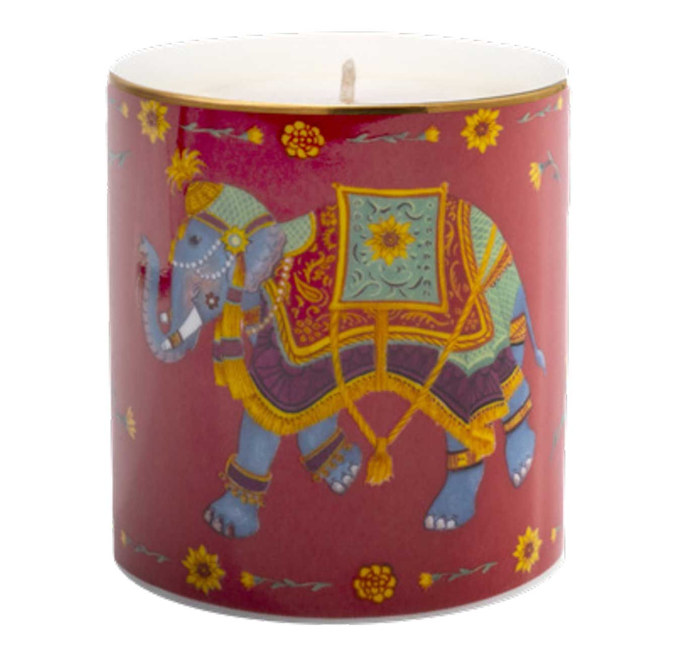 Halcyon Days Ceremonial Indian Elephant Red Rose Unlidded Candle BCCIE06RCAG, 5055273107050