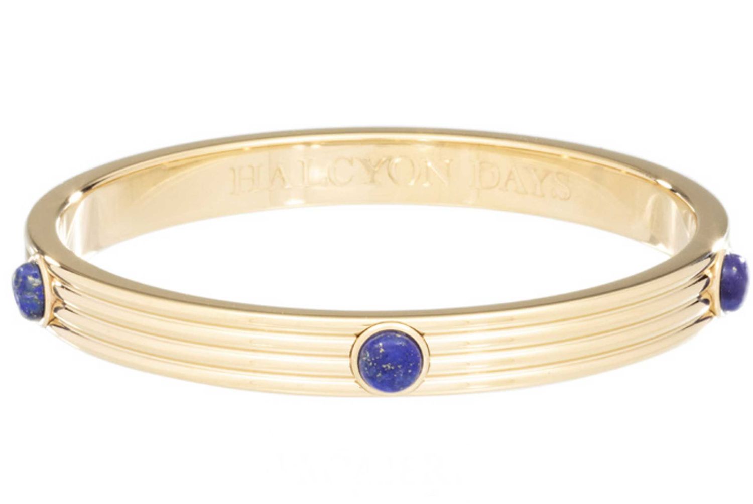 Halcyon Days Ribbed Cabochon Deep Cobalt Gold Bangle BPRCA18RDG, 5056327816232
