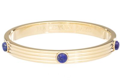 Halcyon Days Ribbed Cabochon Deep Cobalt Gold Bangle BPRCA18RDG, 5056327816232