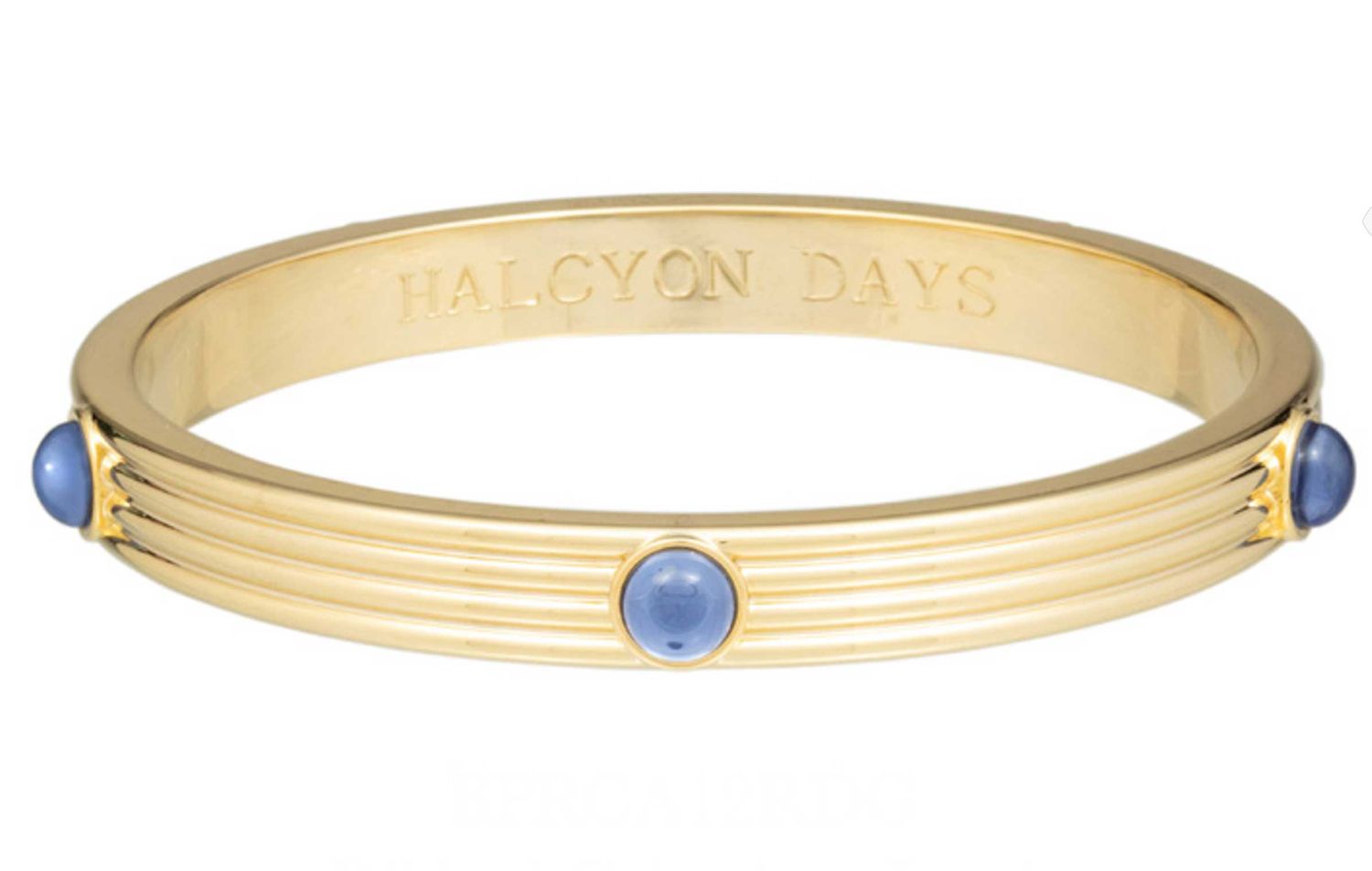 Halcyon Days Ribbed Cabochon Forget Me Not Gold Bangle BPRCA12RDG, 5056327816218