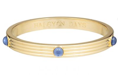Halcyon Days Ribbed Cabochon Forget Me Not Gold Bangle BPRCA12RDG, 5056327816218