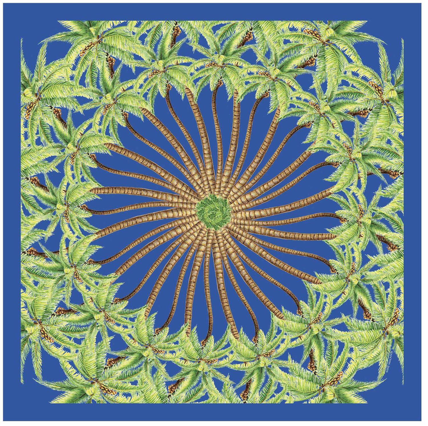 Halcyon Days Tropical Flowers Estate Blue 90 x 90cm 100&amp; Silk Scarf SATFL48SS90, 5055273107258