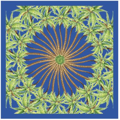 Halcyon Days Tropical Flowers Estate Blue 90 x 90cm 100&amp; Silk Scarf SATFL48SS90, 5055273107258