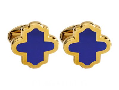 Halcyon Days Agama Motif Cufflinks Deep Cobalt/Gold CLAGA18SHG, 5056327821656
