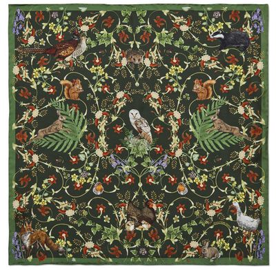 Halcyon Days Woodland Wildlife Animals 45 x 45cm 100% Silk Mini Scarf SAWWA09SS45, 5056327816805
