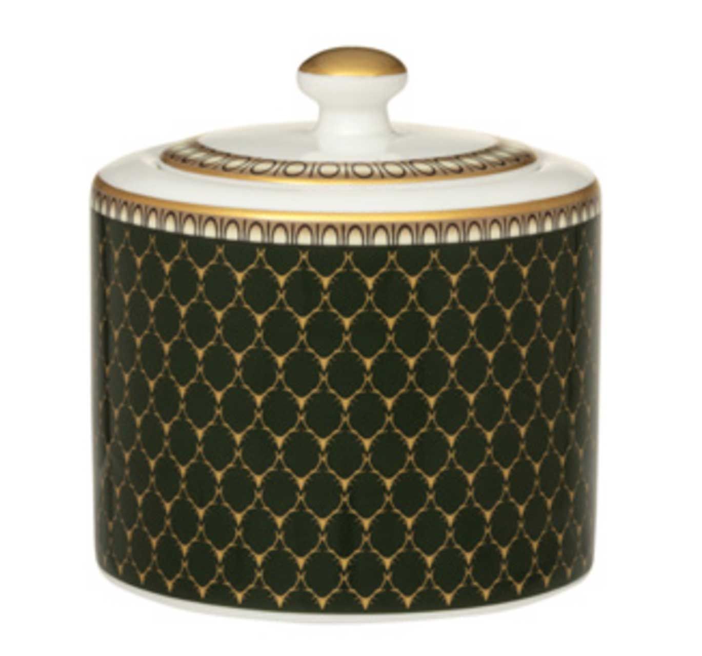 Halcyon Days Antler Trellis Dark Green Gold Sugar Bowl BCGAT09SBG, 5056327817666