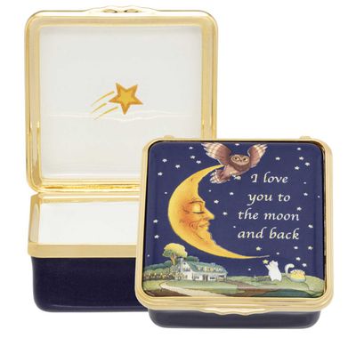 Halcyon Days I Love You To The Moon And Back Enamel Box ENLMB1058G, 5056327816614