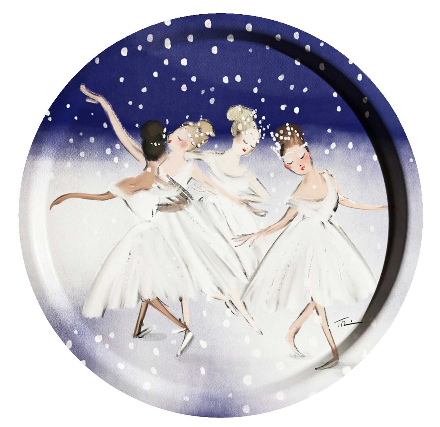 Halcyon Days Waltz of the Snowflakes Round Birchwood Tray TRWOS10RT, 5056327807179