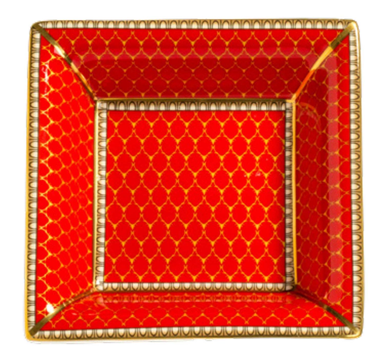 Halcyon Days Antler Trellis Red Gold Square Tray BCGATOSSTG, 5056327822219