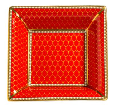 Halcyon Days Antler Trellis Red Gold Square Tray BCGATOSSTG, 5056327822219