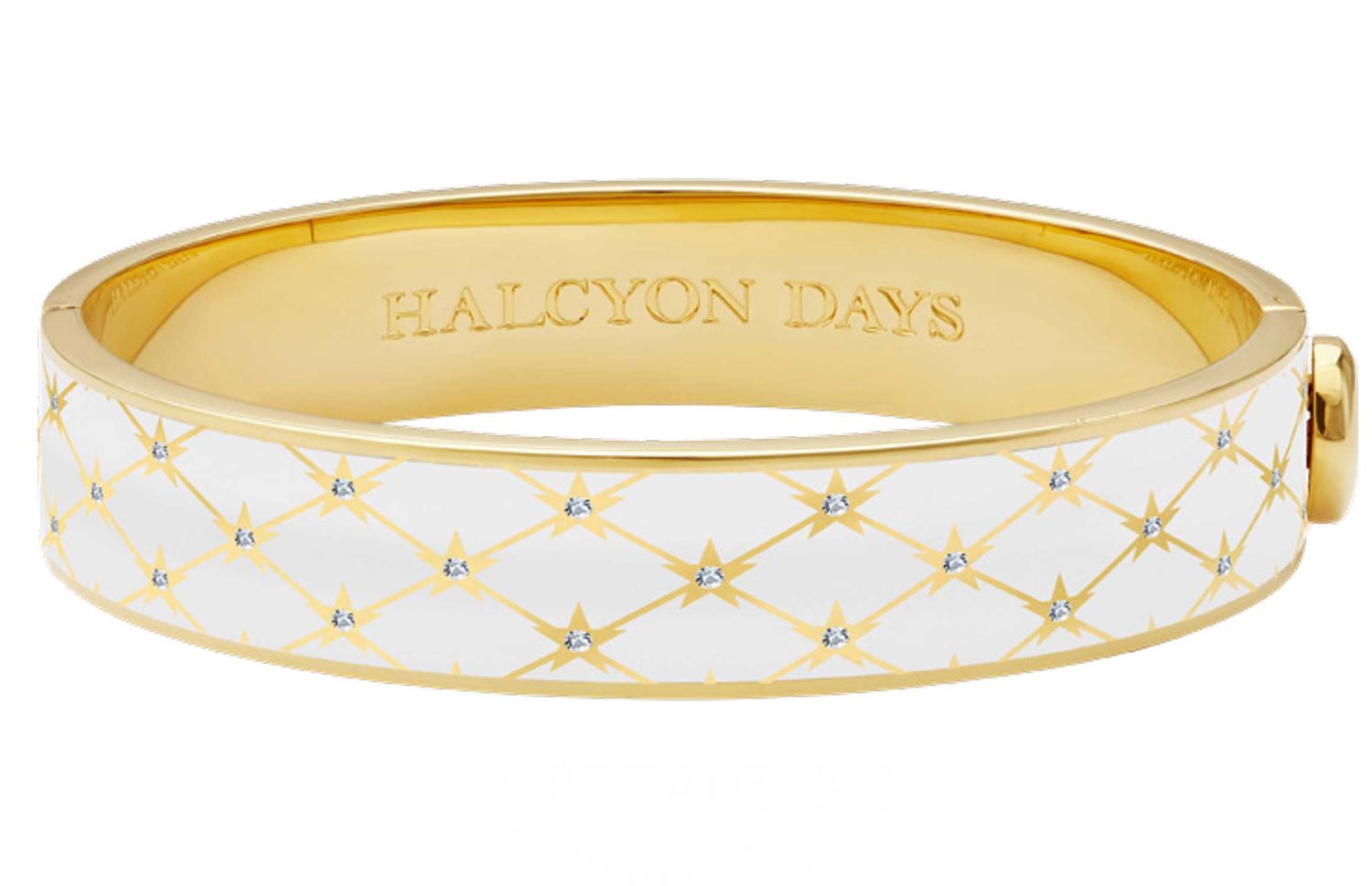 Halcyon Days 13mm Star Cream Gold Hinged Bangle HBSTA0513G, 5056327822448
