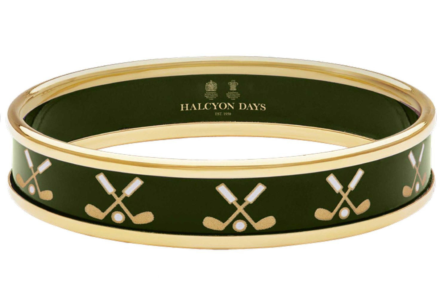 Halcyon Days 1cm Golf Club Green Gold Medium Bangle PBGFC0910GM, 5056327814467