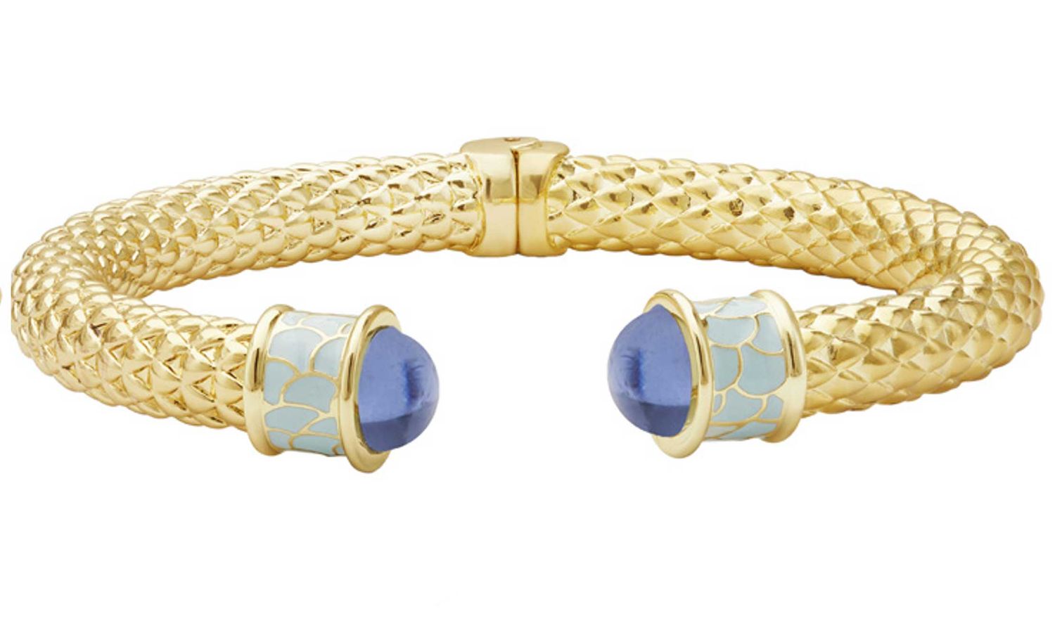 Halcyon Days Minoan Forget me not Gold Hinged Torque Bangle BRMIN12SHTG, 5056327813934