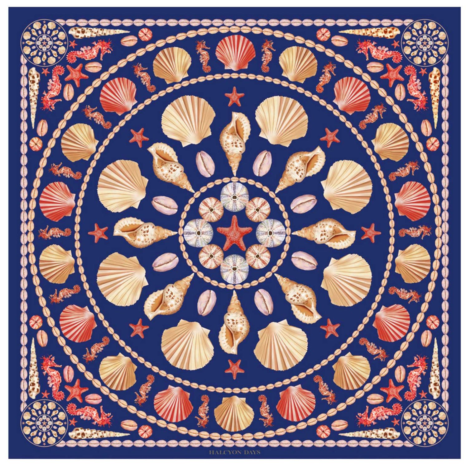 Halcyon Days Shells 45 x 45cm 100% Silk Mini Scarf SASHL10SS45, 5056327822547