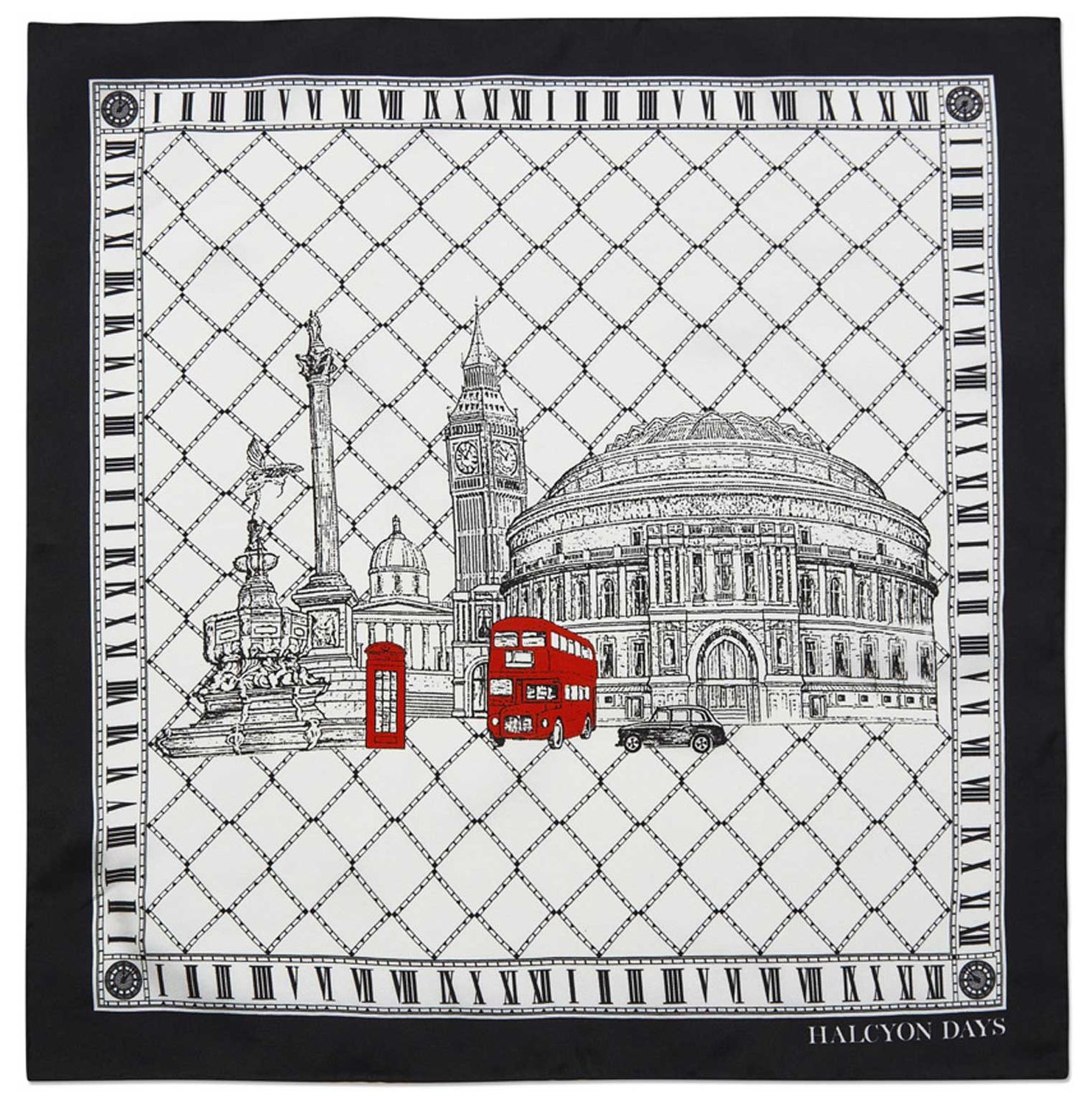 Halcyon Days London Icons 45 x 45cm 100% Silk Mini Scarf SALON03SS45, 5056327816829