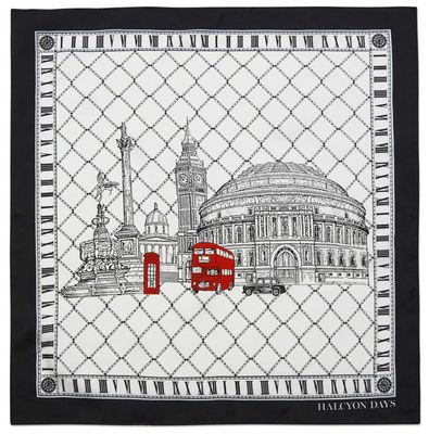 Halcyon Days London Icons 45 x 45cm 100% Silk Mini Scarf SALON03SS45, 5056327816829