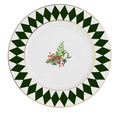 Halcyon Days Parterre Green with Garland 6 Inch Side Plate BCPAG096PG, 5056327822141