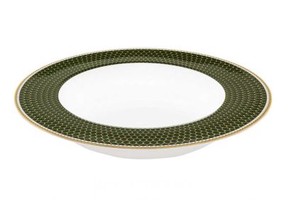Halcyon Days Antler Trellis Dark Green 9 Inch Rim Soup Bowl BCGAT09RSC, 5056327822073