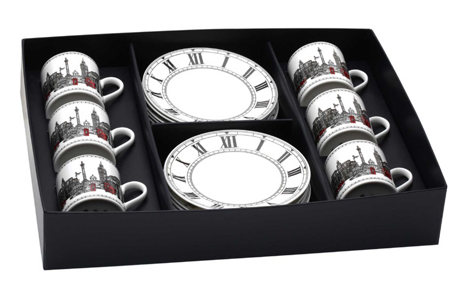 Halcyon Days The London Icons Coffee Cup &amp; Saucer Set of 6 BCLON03C6N, 5060171108078