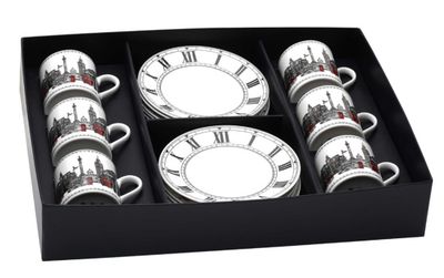 Halcyon Days The London Icons Coffee Cup &amp; Saucer Set of 6 BCLON03C6N, 5060171108078