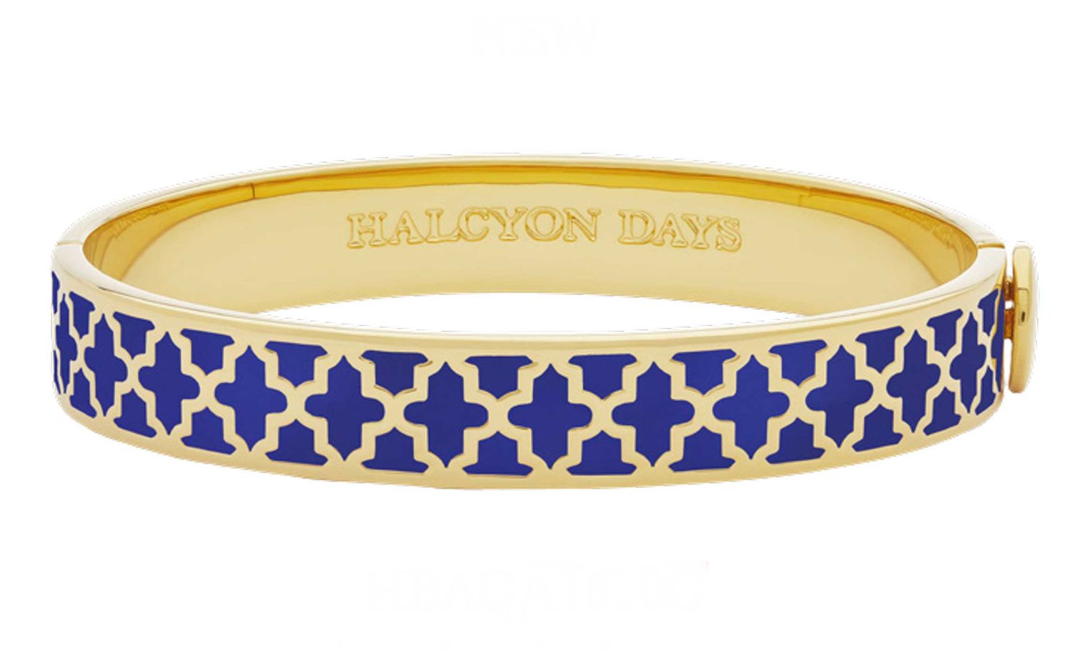 Halcyon Days 1cm Agama Deep Cobalt Gold Hinged Bangle HBAGA1810G, 5060171148166