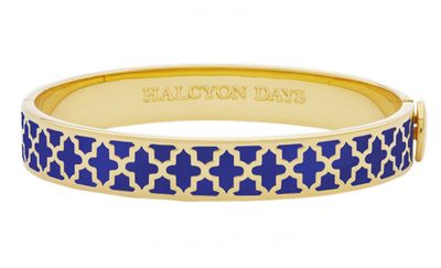 Halcyon Days 1cm Agama Deep Cobalt Gold Hinged Bangle HBAGA1810G, 5060171148166