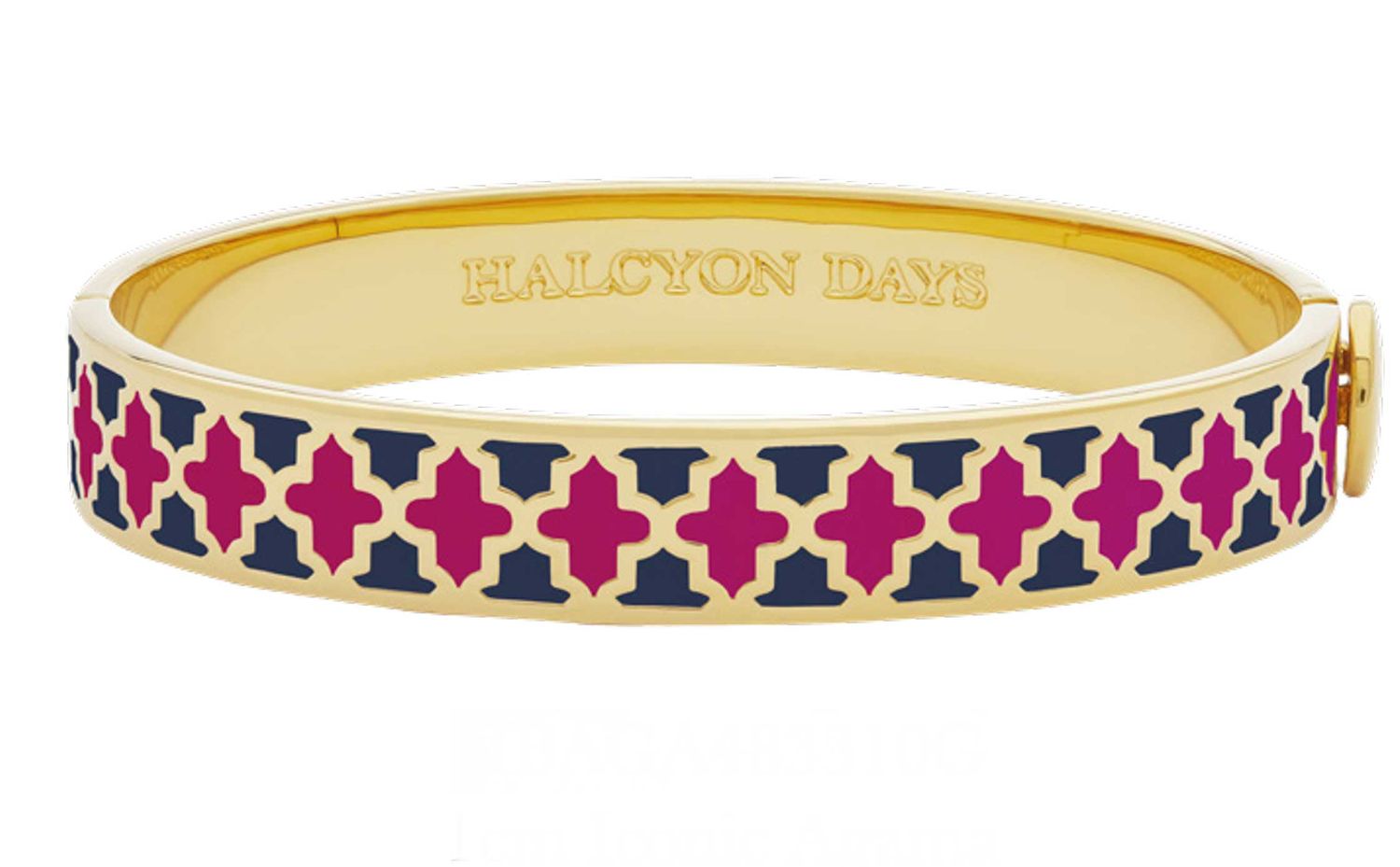 Halcyon Days 1cm Agama Estate Pink &amp; Pink Tourmaline Gold Hinged Bangle HBAGA483310G, 5055273107142
