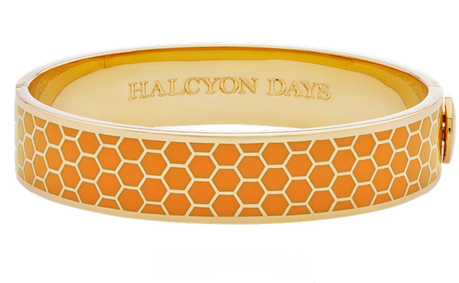 Halcyon Days 13mm Honeycomb Orange Gold Hinged Bangle HBHON0713G, 5060171148401