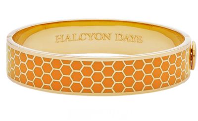 Halcyon Days 13mm Honeycomb Orange Gold Hinged Bangle HBHON0713G, 5060171148401