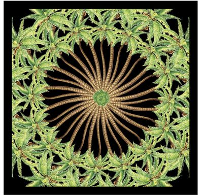 Halcyon Days Radiant Palm Black 90 x 90 100% Silk Scarf SARPA02SS90, 5056327817277