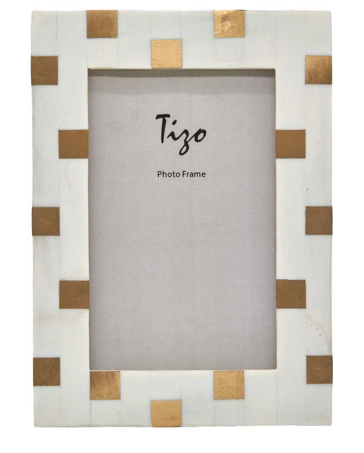 Tizo Bone Resin Brass Picture Frame White 4 x 6 Inch W485WH46