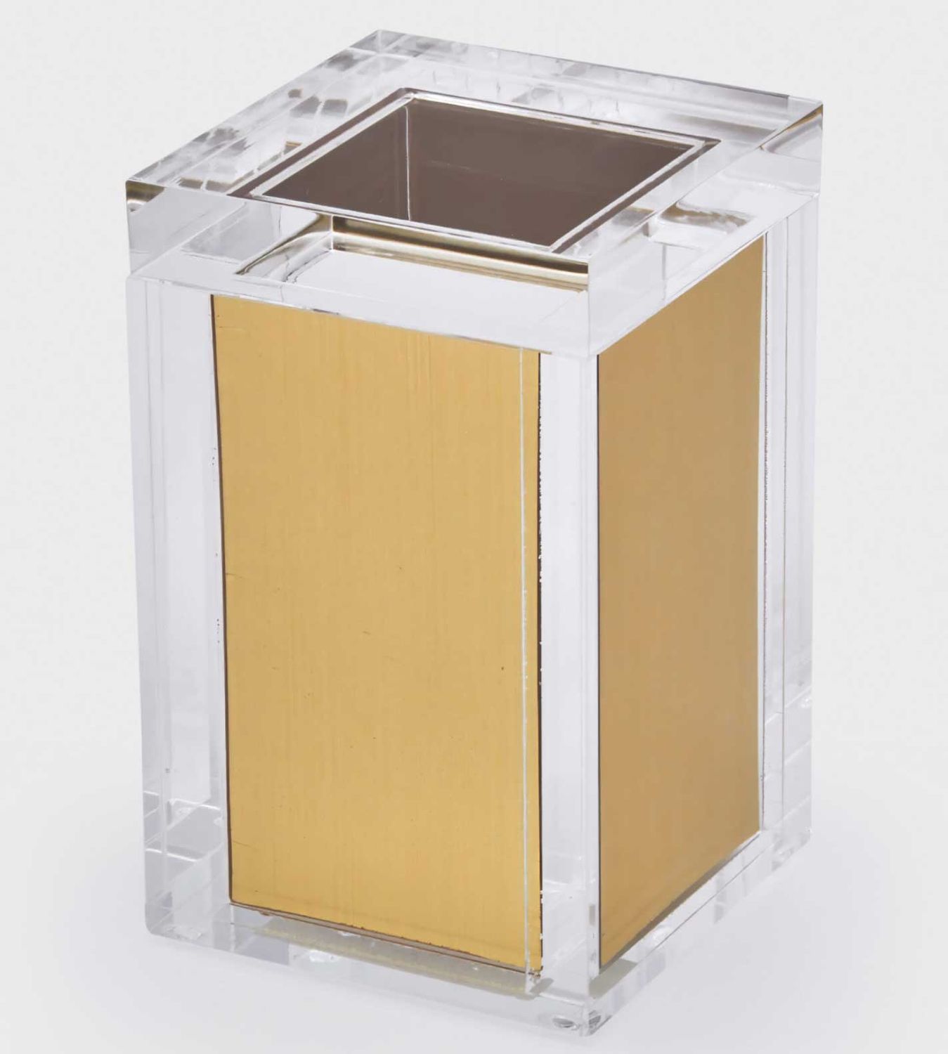 Tizo Acrylic Canister with Lid with Gold Insert 2.75 x 2.75 x 4.5 Inch HA306GDBX