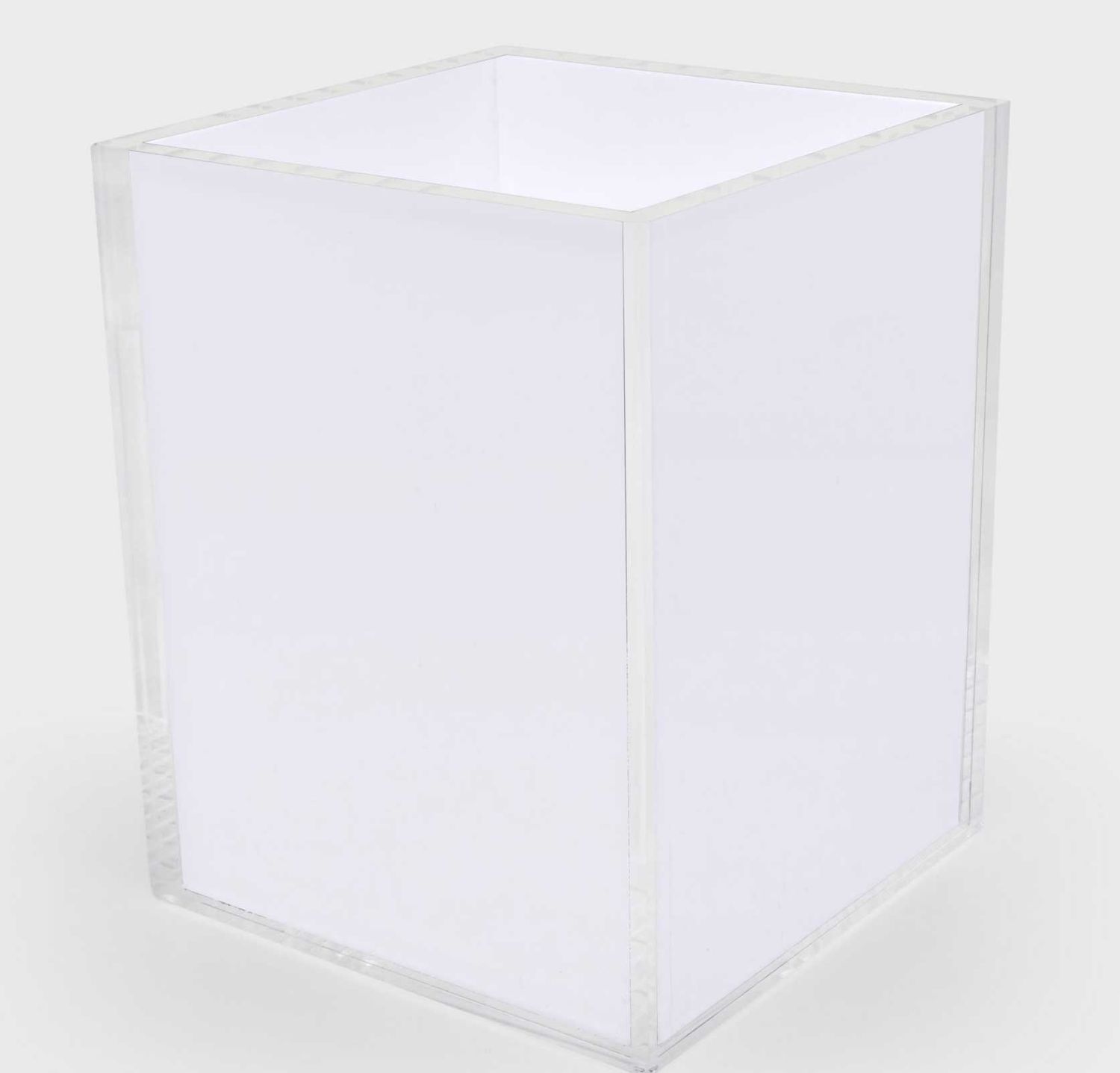 Tizo Acrylic Waste Basket with White Insert 8 x 8 x 10 Inch HA302WHWB