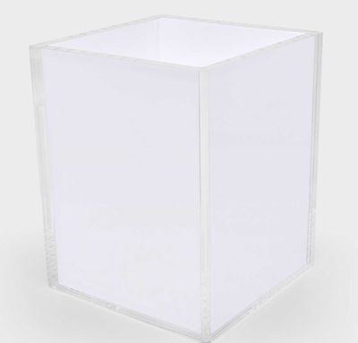 Tizo Acrylic Waste Basket with White Insert 8 x 8 x 10 Inch HA302WHWB